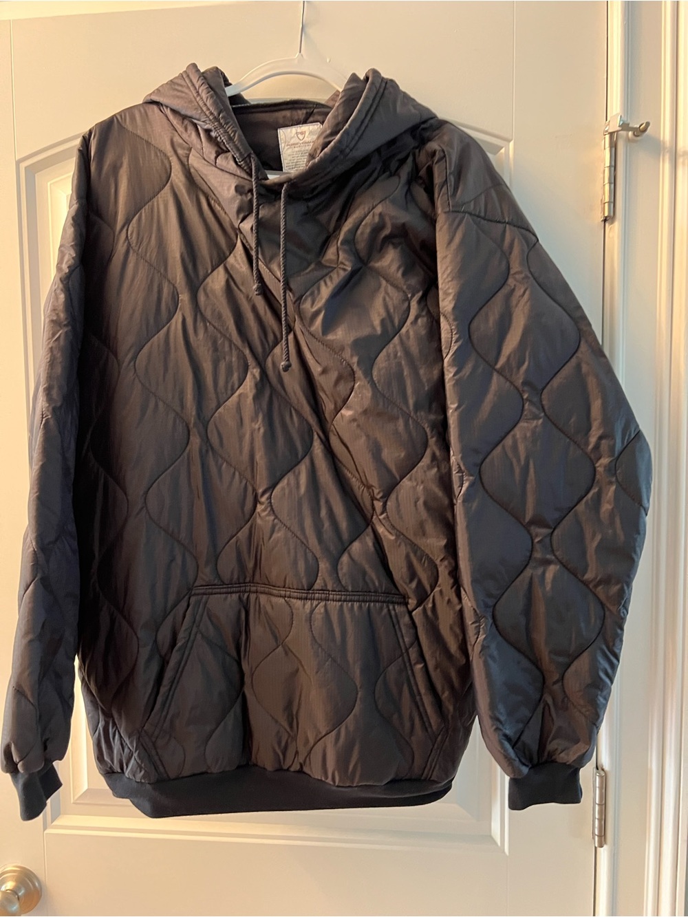 Quilted Hooded Jacket in Charcoal - Unbranded